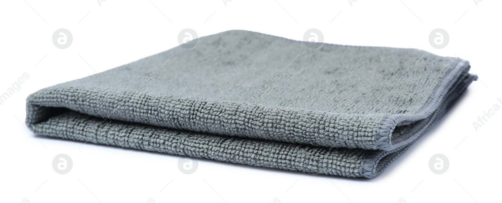 Photo of Clean grey microfiber cloth isolated on white