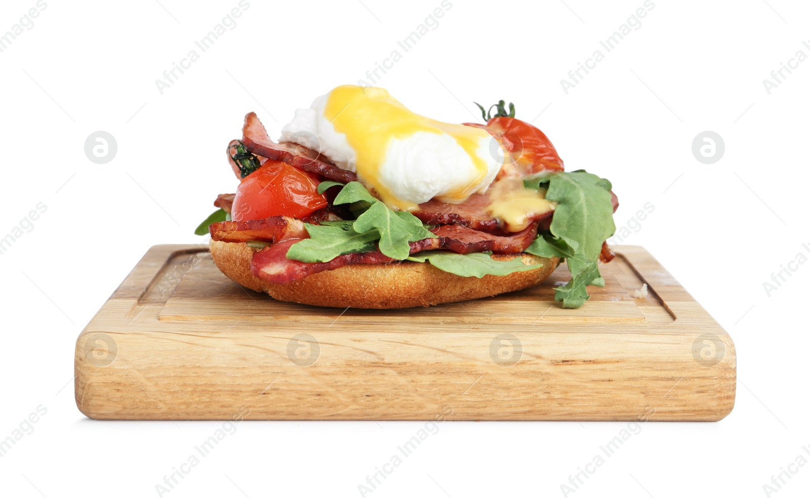 Photo of Fresh delicious egg Benedict isolated on white