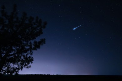 Beautiful view of shooting star in night sky