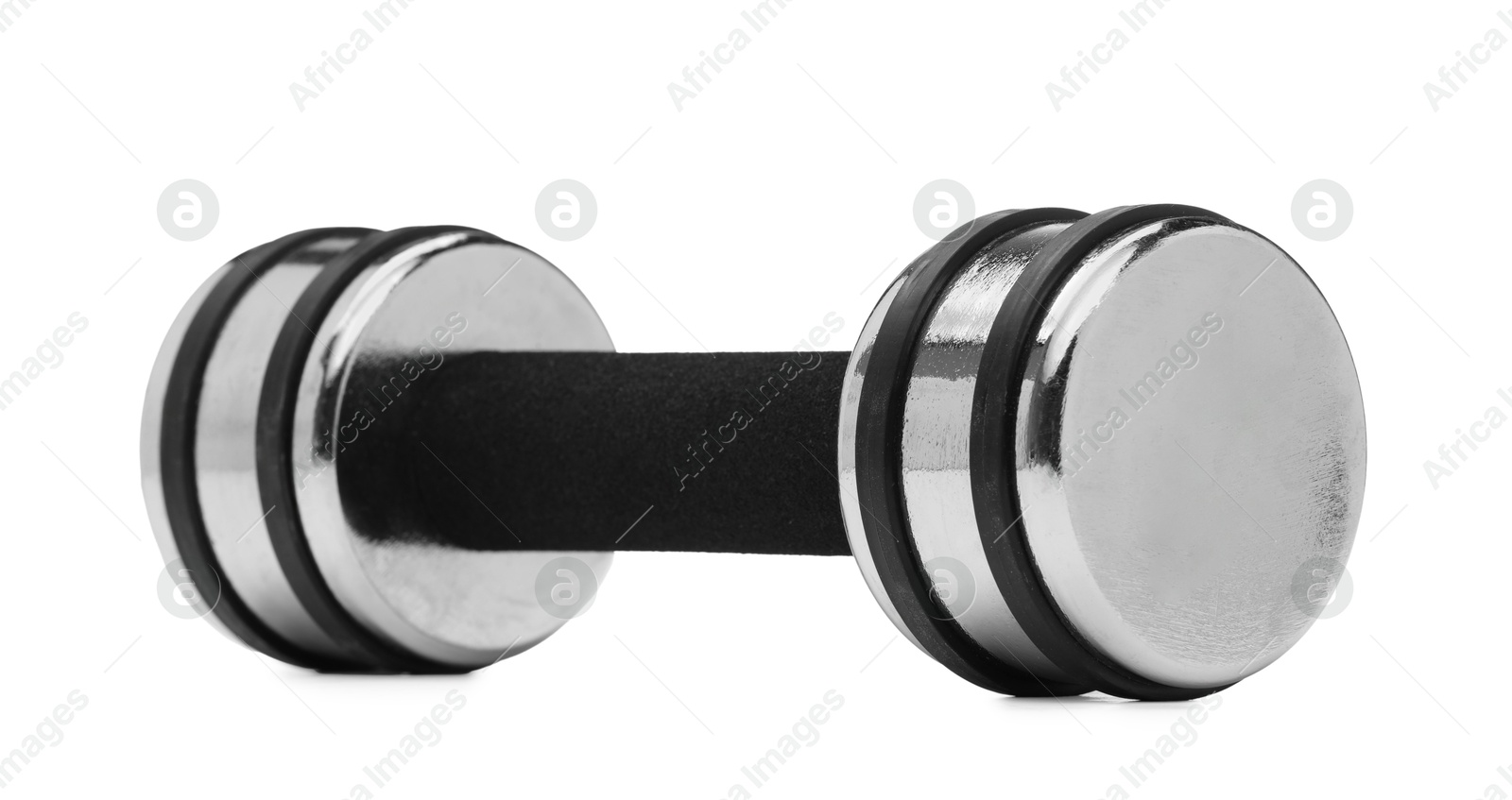 Photo of Metal dumbbell isolated on white. Sports equipment