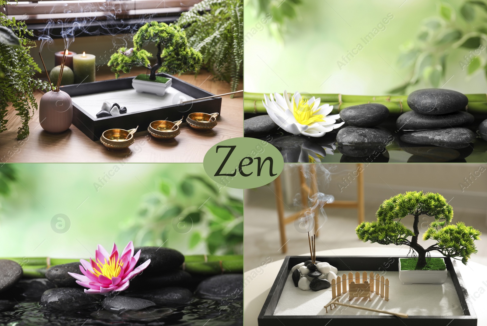 Image of Collage of beautiful photos. Zen and harmony