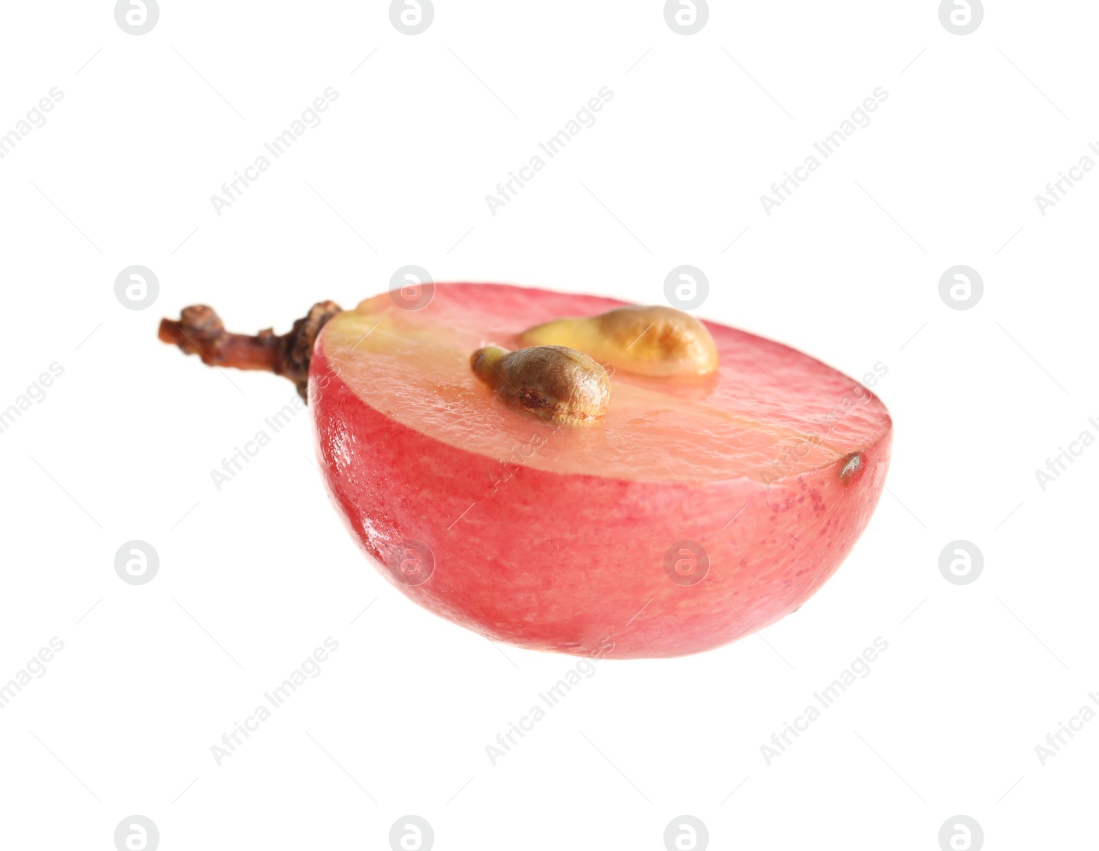 Photo of Half of delicious ripe red grape isolated on white