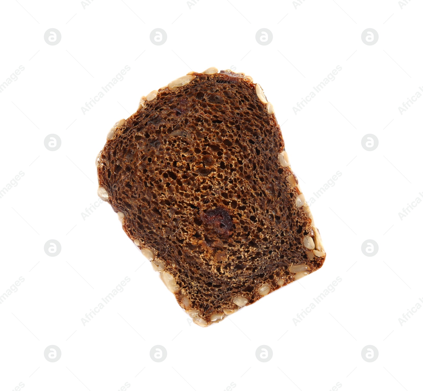 Photo of Fresh rye bread on white background, top view