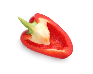 Photo of Slice of ripe red bell pepper on white background