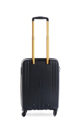 Photo of Black suitcase for travelling on white background