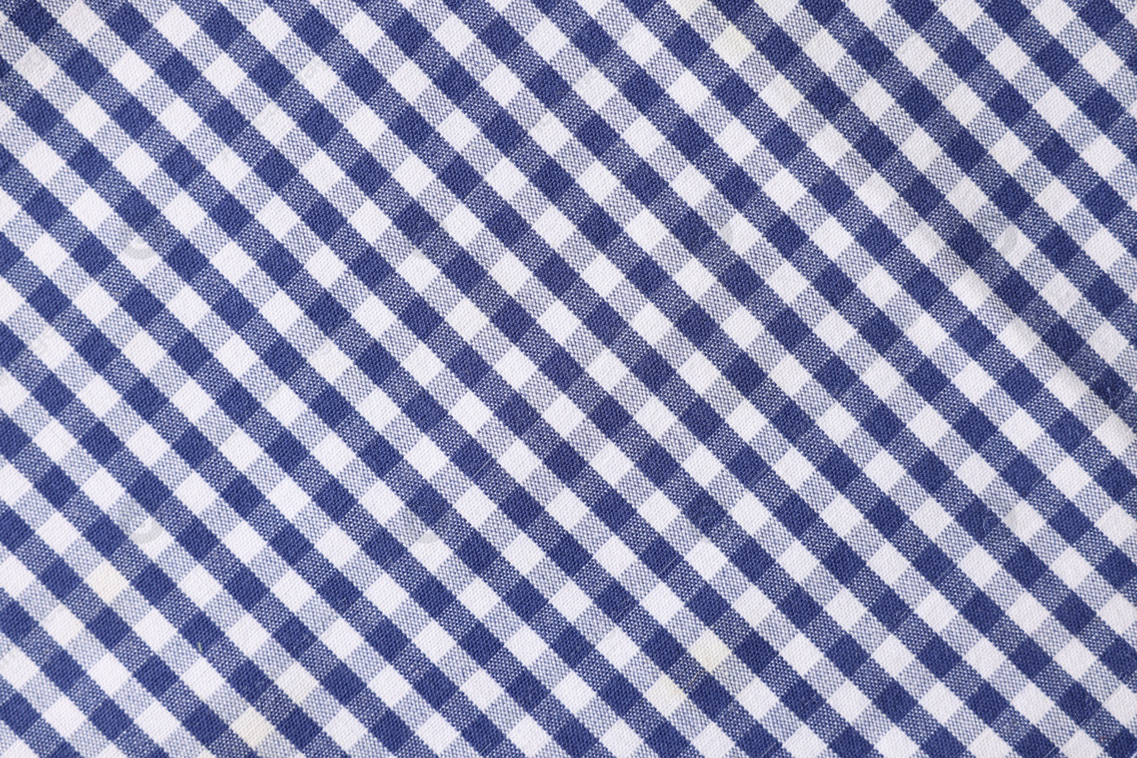 Photo of Blue checkered tablecloth as background, top view