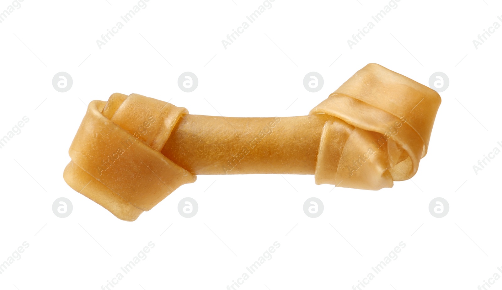 Photo of Knotted bone dog treat on white background