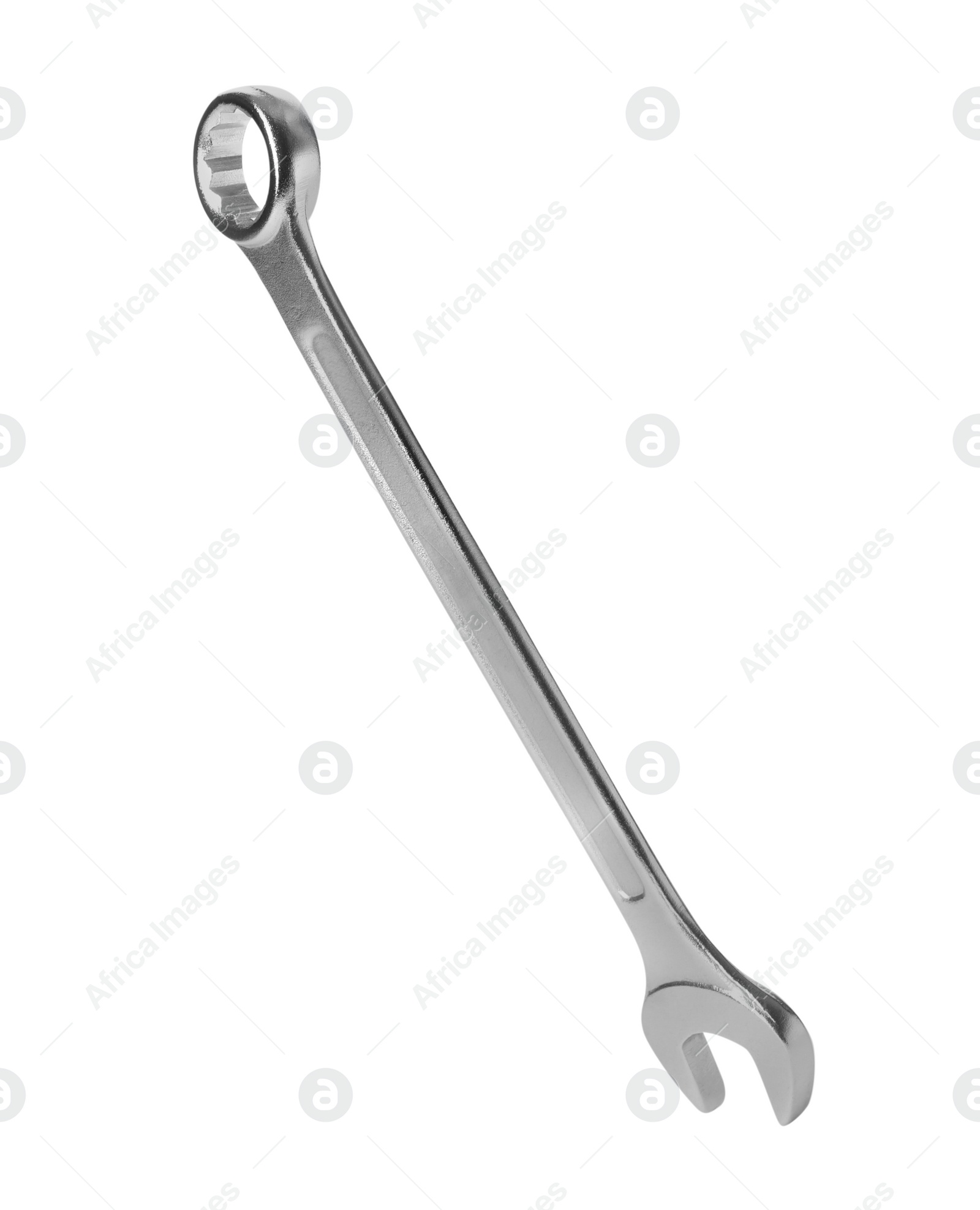 Photo of New wrench isolated on white. Construction tool