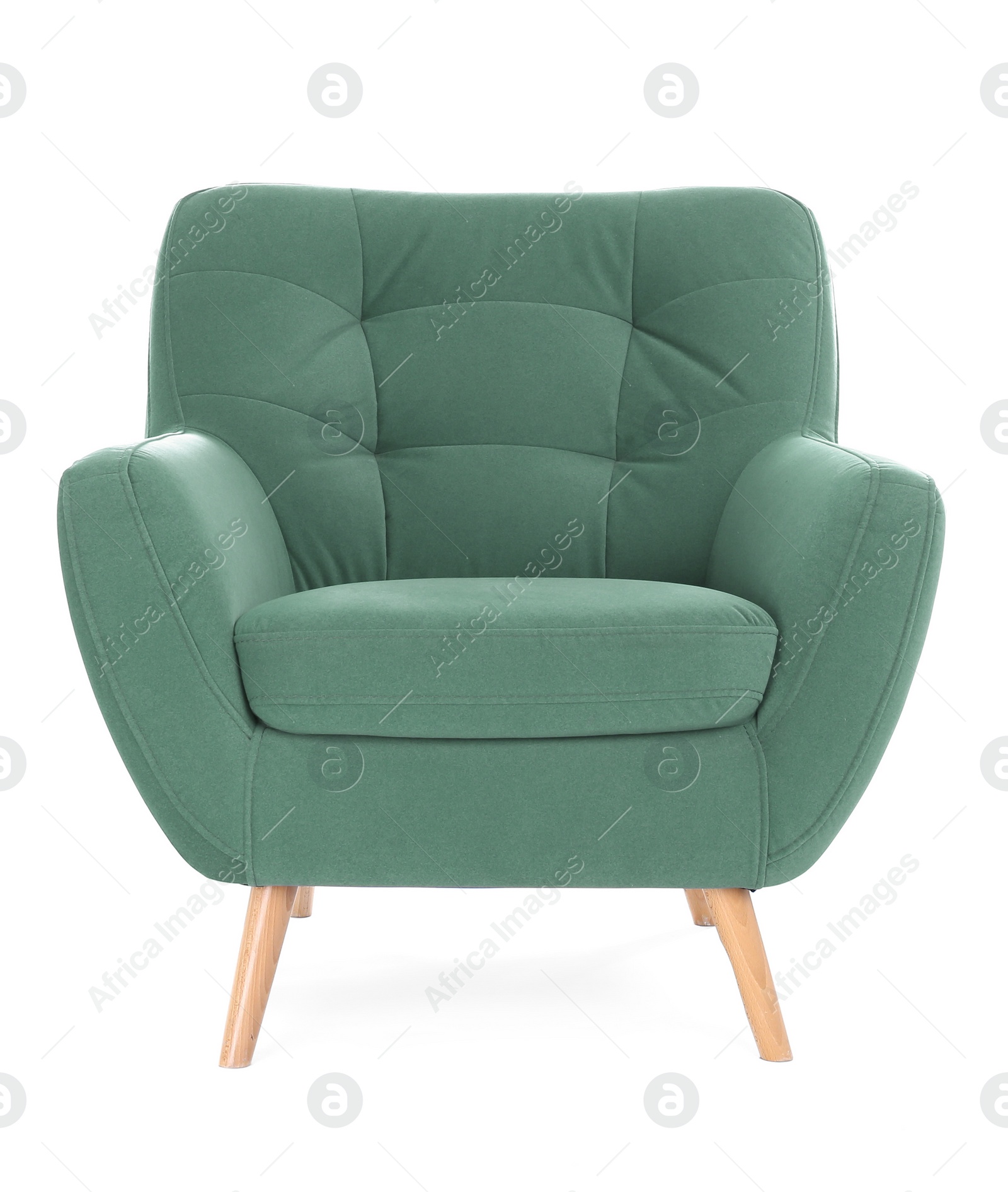 Image of One comfortable viridian color armchair isolated on white