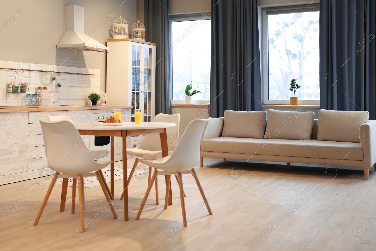 Photo of Modern kitchen interior with new stylish furniture
