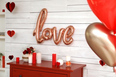 Photo of Beautiful romantic decor indoors. Valentine's Day celebration