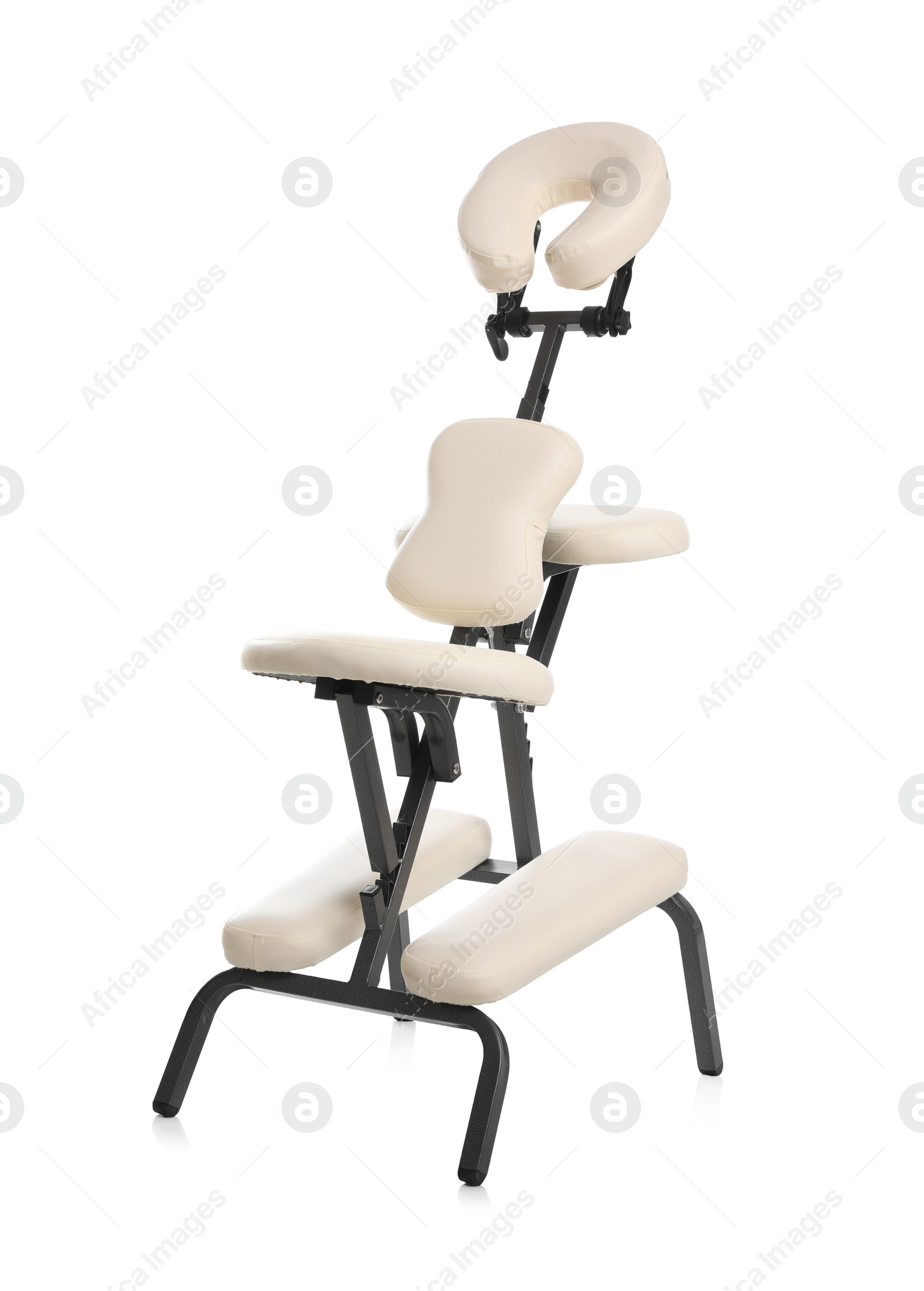 Photo of Modern massage chair isolated on white. Medical equipment