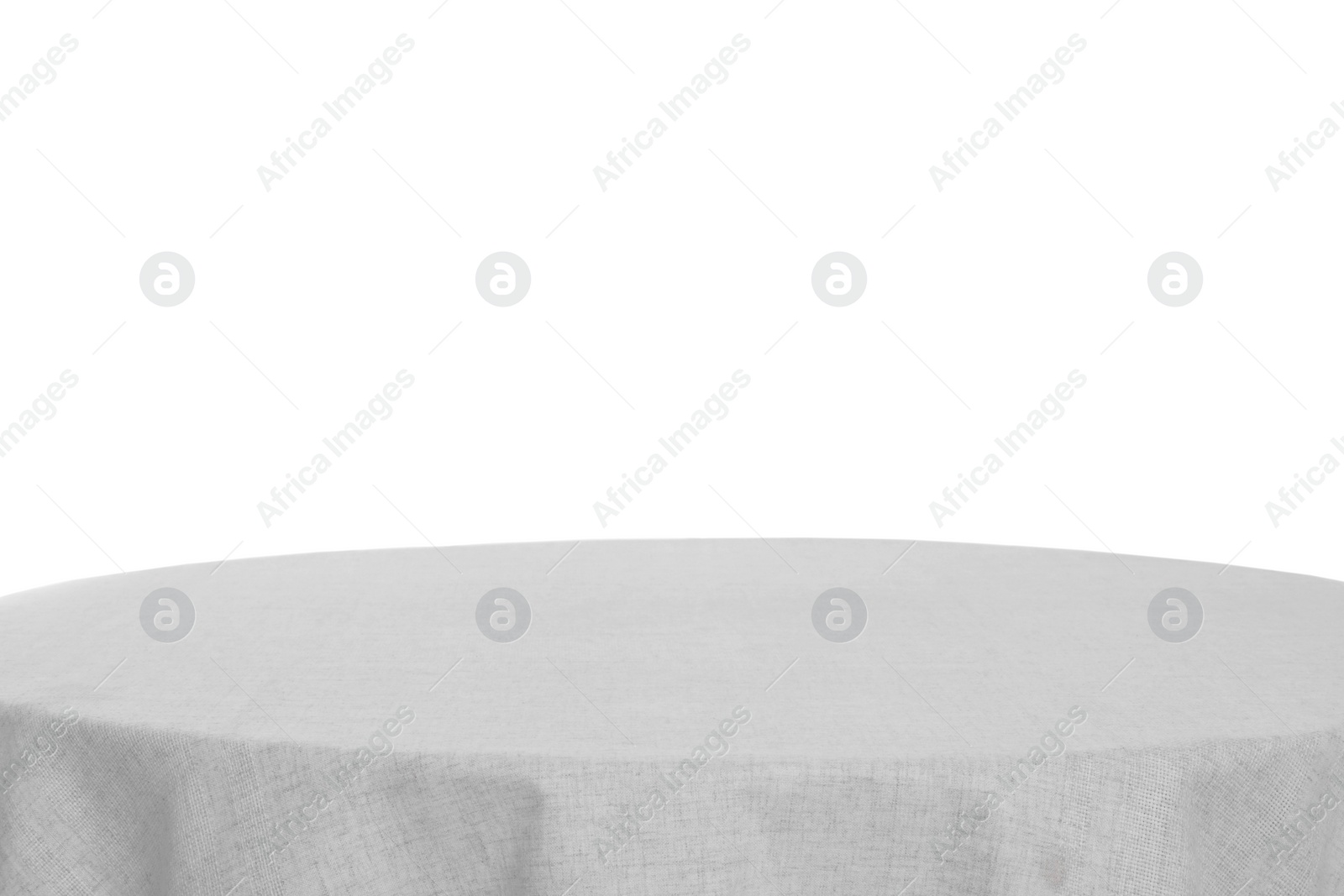 Photo of Table with white tablecloth isolated on white