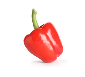 Photo of Tasty ripe red bell pepper on white background