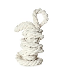 Photo of Bundle of cotton rope on white background