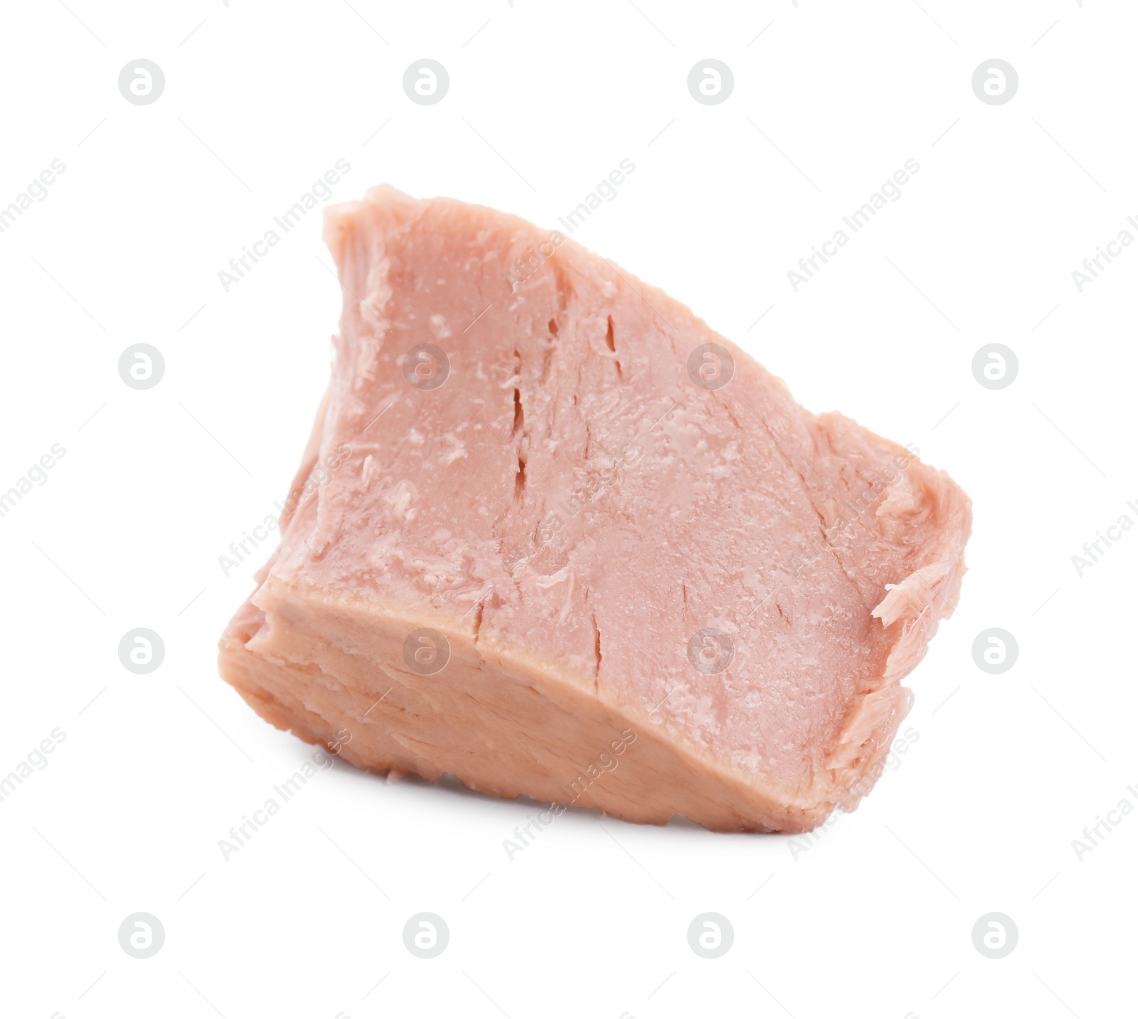 Photo of Delicious canned tuna chunk isolated on white