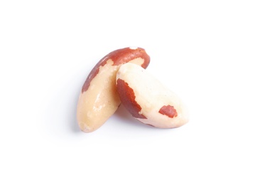 Delicious Brazil nuts on white background. Healthy snack