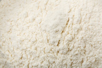 Texture of baking powder as background, top view