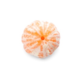 Photo of Peeled fresh tangerine isolated on white. Citrus fruit