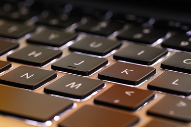 Closeup view of modern keyboard as background