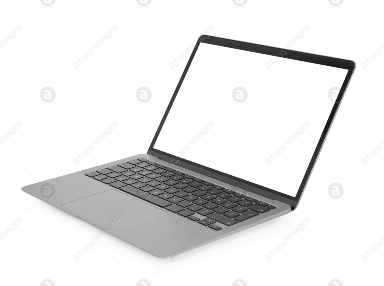 Photo of Laptop with blank screen isolated on white