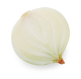 Half of fresh ripe onion isolated on white, top view