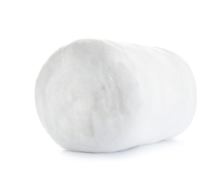 Roll of fluffy cotton on white background