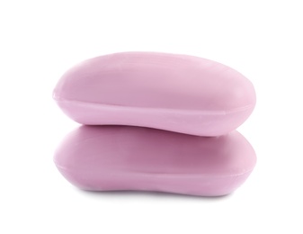 Photo of Soap bars on white background. Personal hygiene