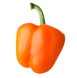 Photo of Ripe orange bell pepper isolated on white