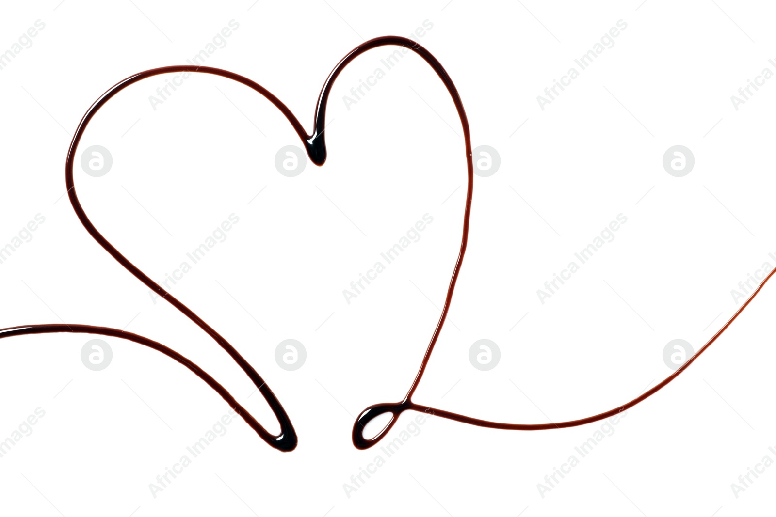 Photo of Heart made of dark chocolate on white background, top view