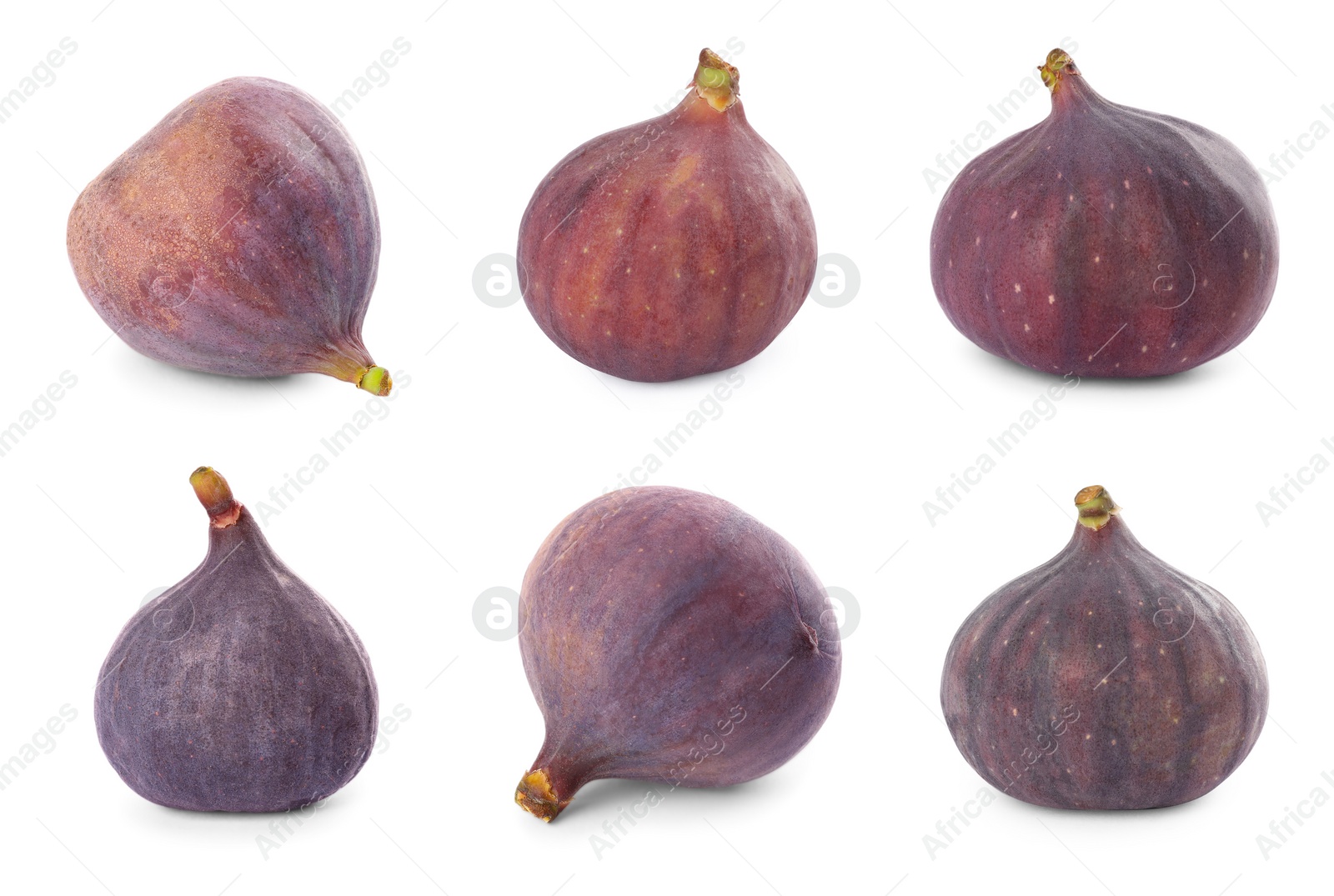 Image of Set of tasty figs on white background