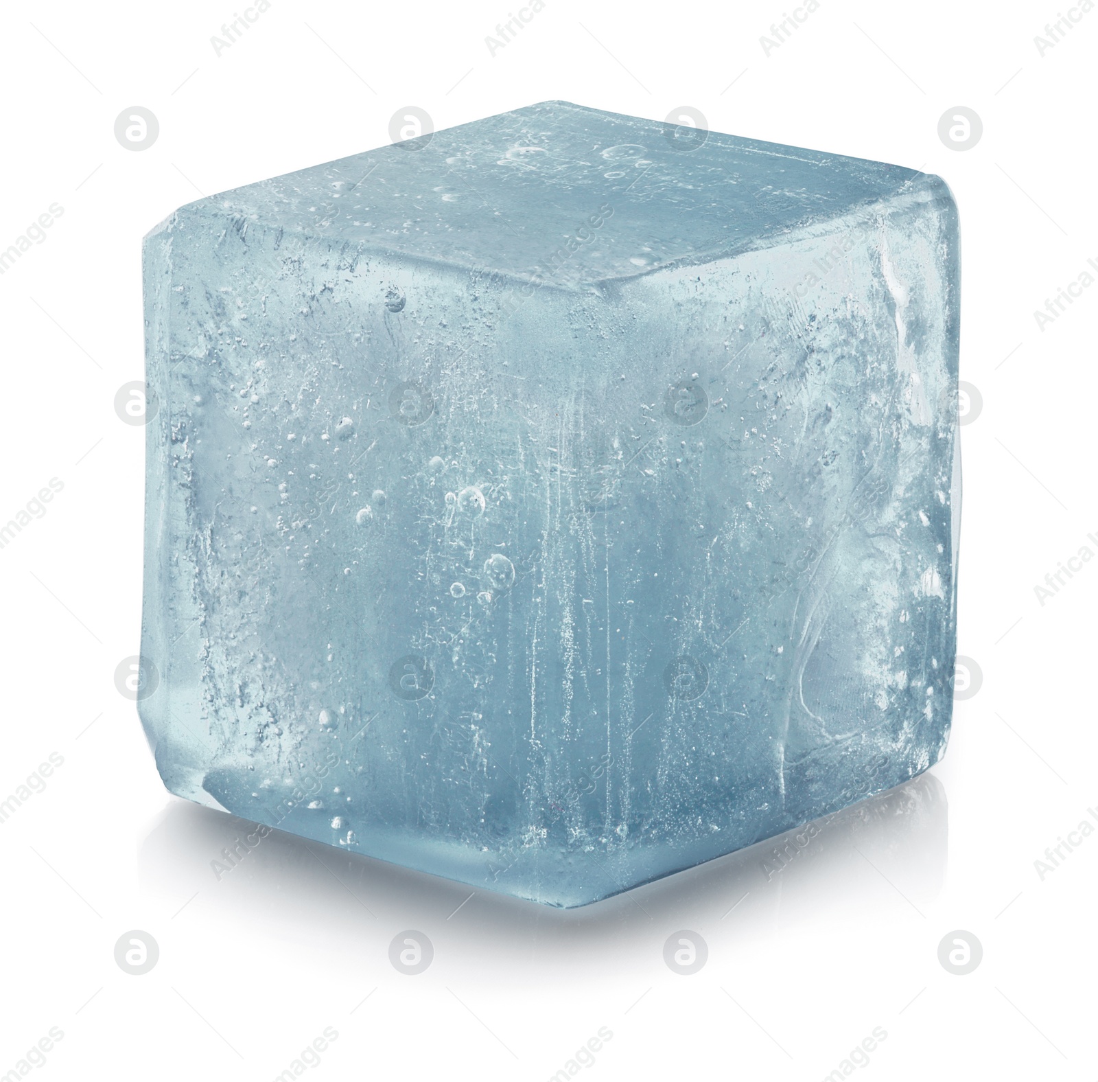 Photo of Crystal clear ice cube isolated on white