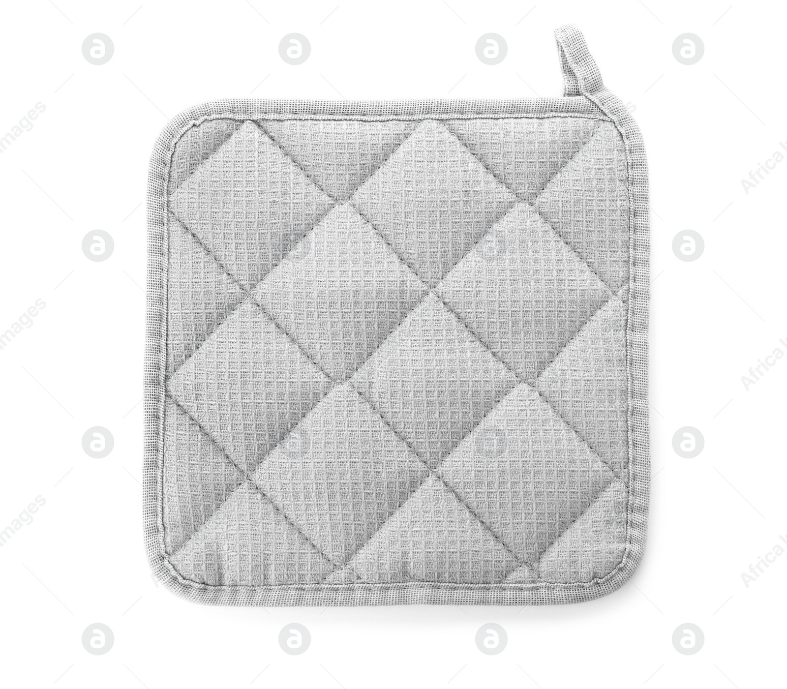 Photo of Oven potholder for hot dishes on white background, top view