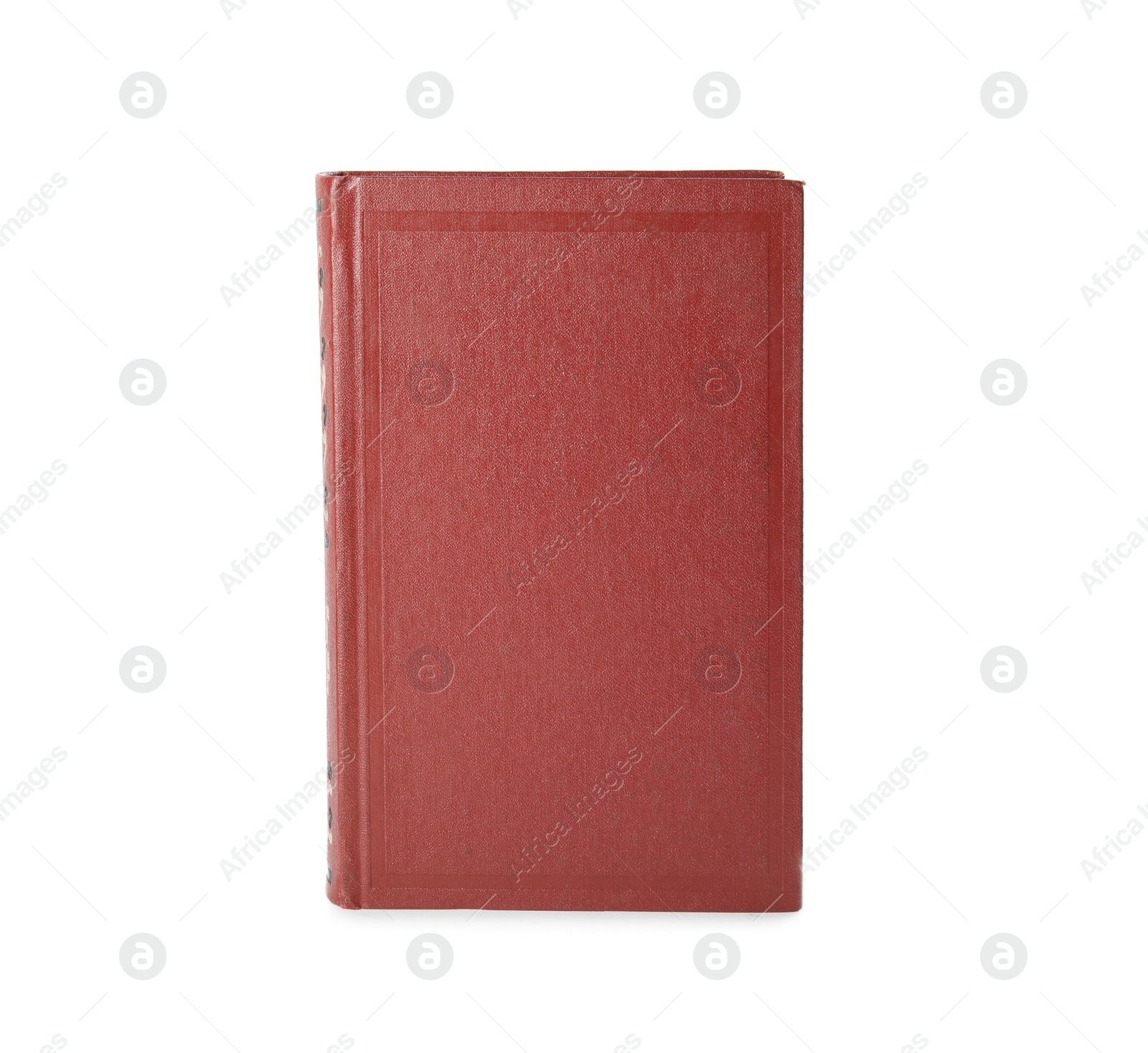 Photo of Book with blank red cover on white background