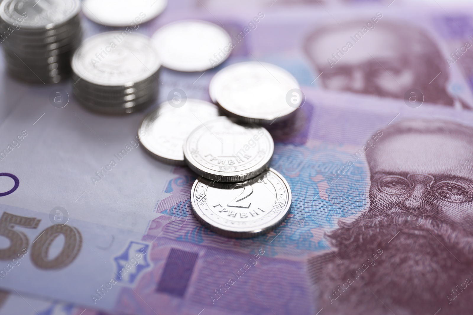 Photo of Closeup view of Ukrainian money. National currency