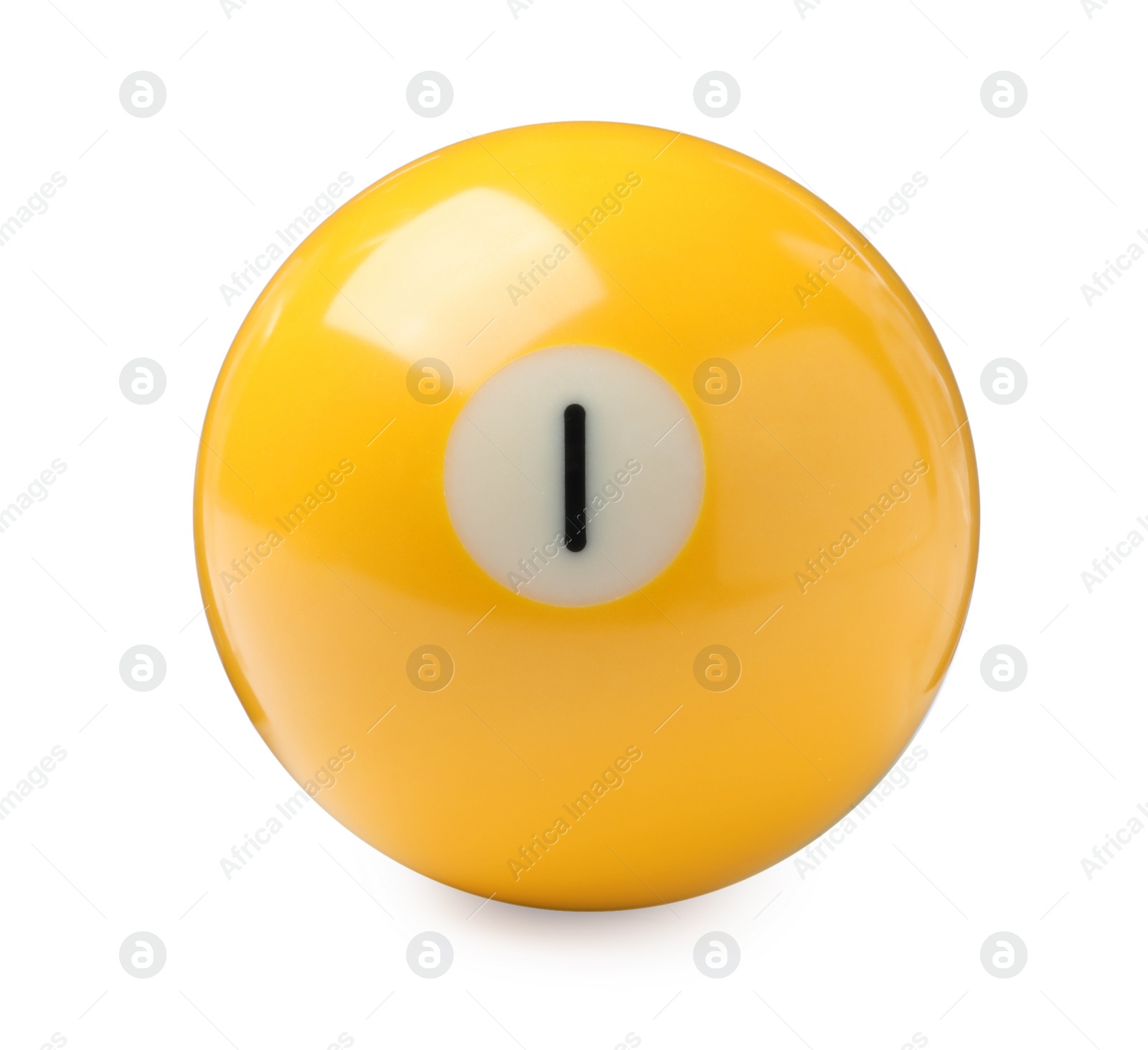 Photo of Billiard ball with number 1 isolated on white