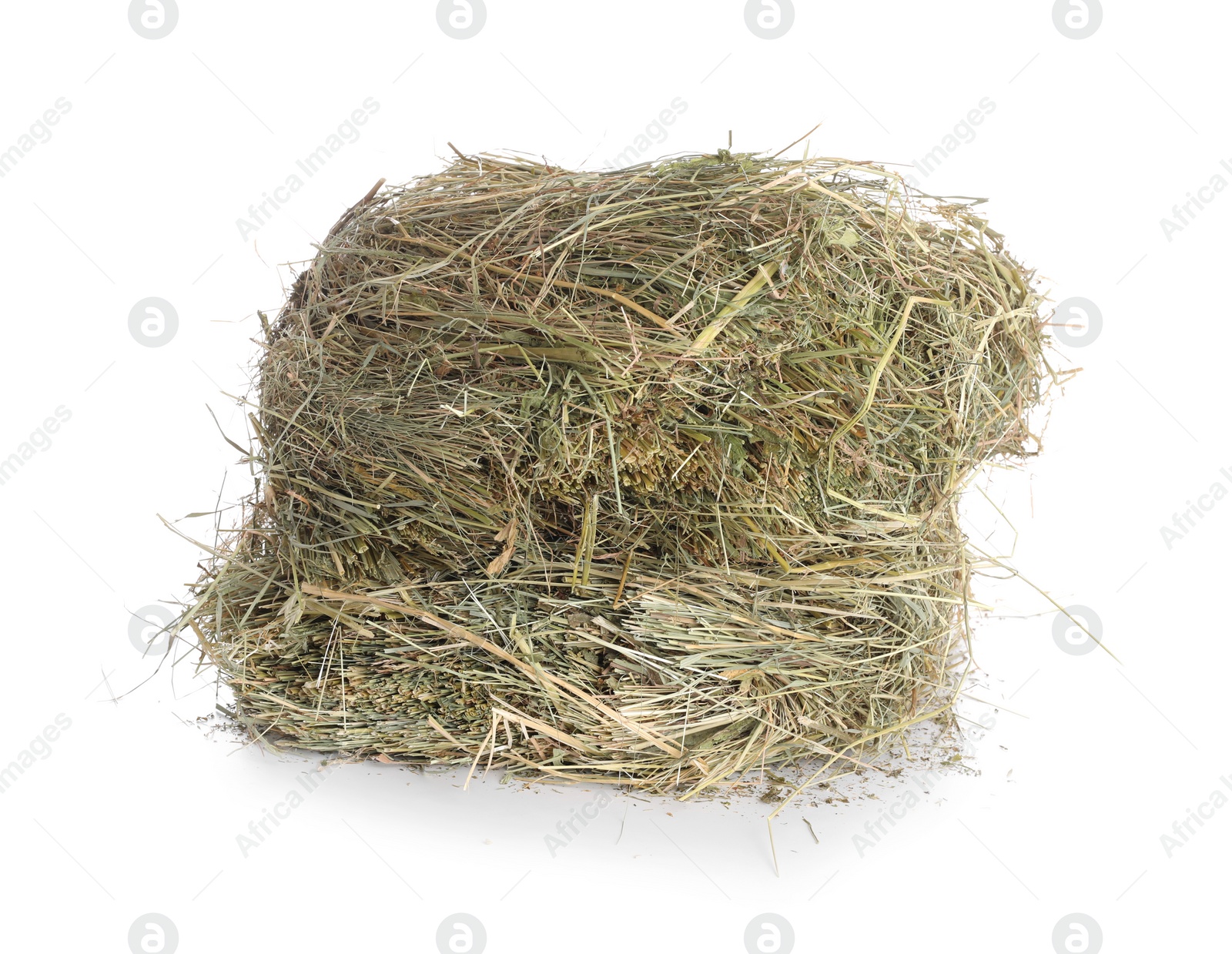 Photo of Dried hay isolated on white. Livestock feed