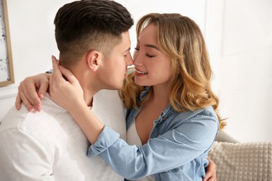 Lovely couple enjoying time together at home