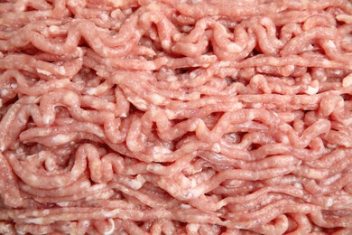 Photo of Raw chicken minced meat as background, top view