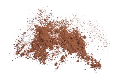 Cocoa powder on white background