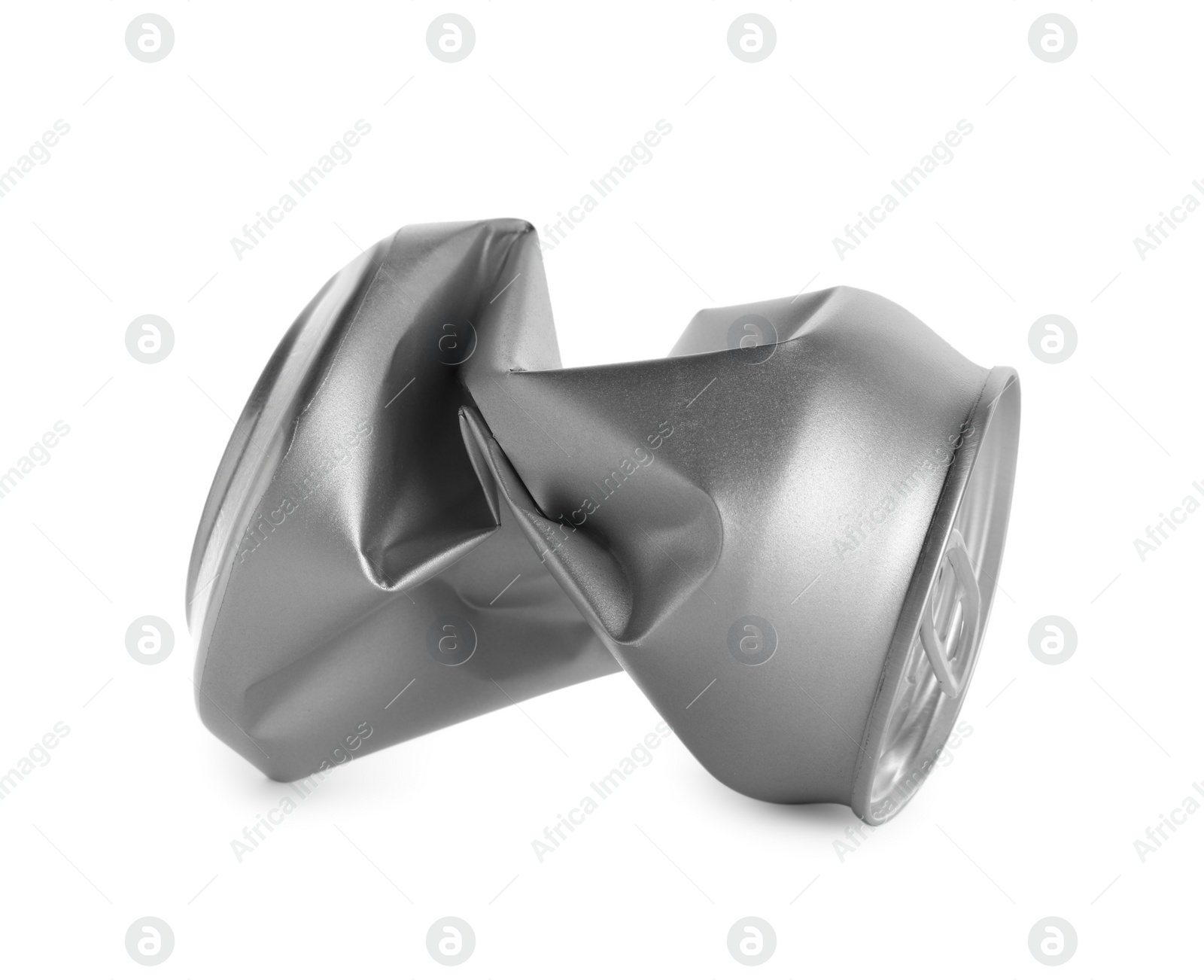 Photo of Silver crumpled can with ring isolated on white