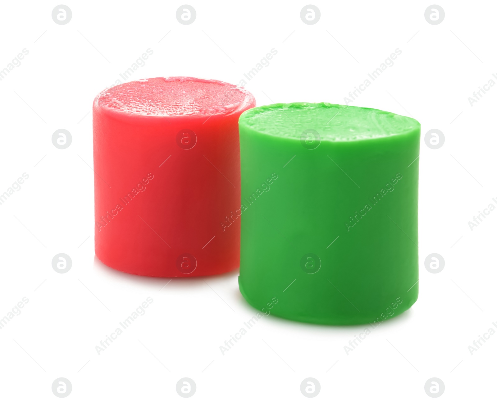 Photo of Colorful play dough on white background