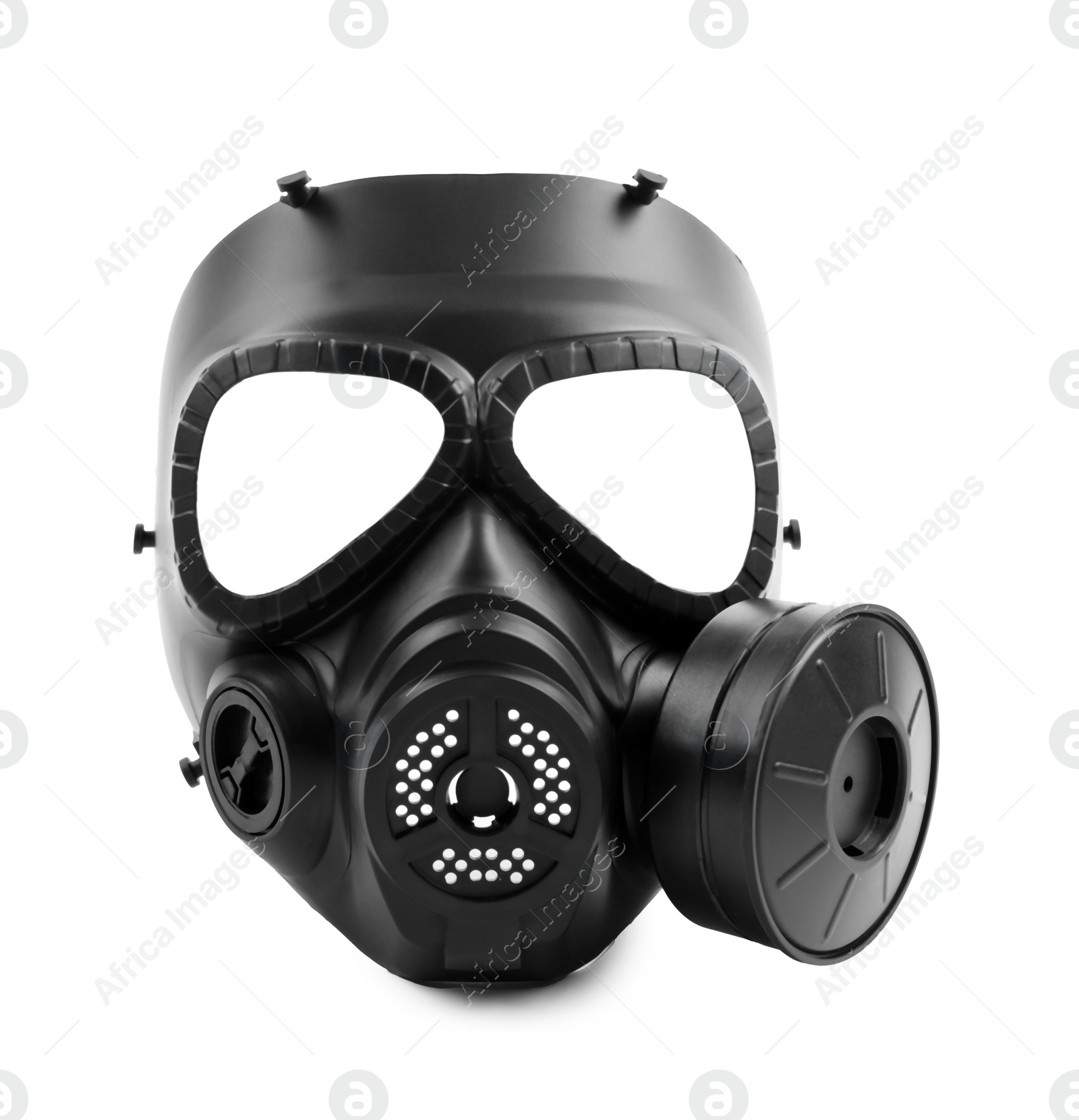 Photo of One gas mask isolated on white. Safety equipment