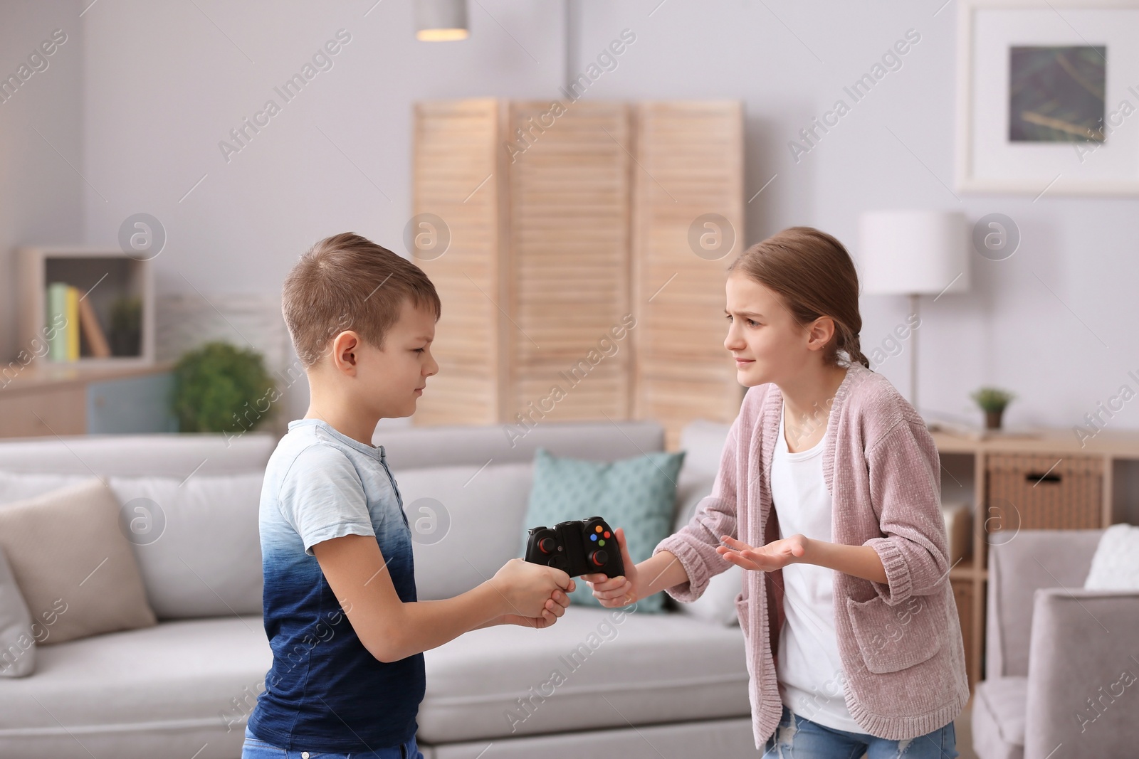 Photo of Brother arguing with sister at home