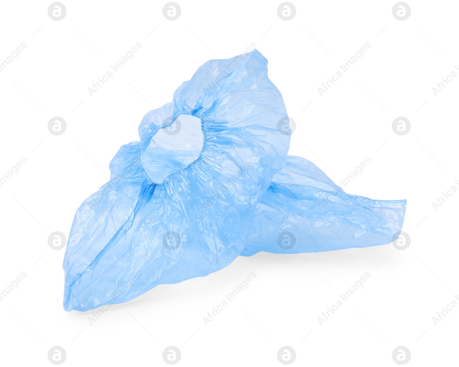 Photo of Blue medical shoe covers isolated on white