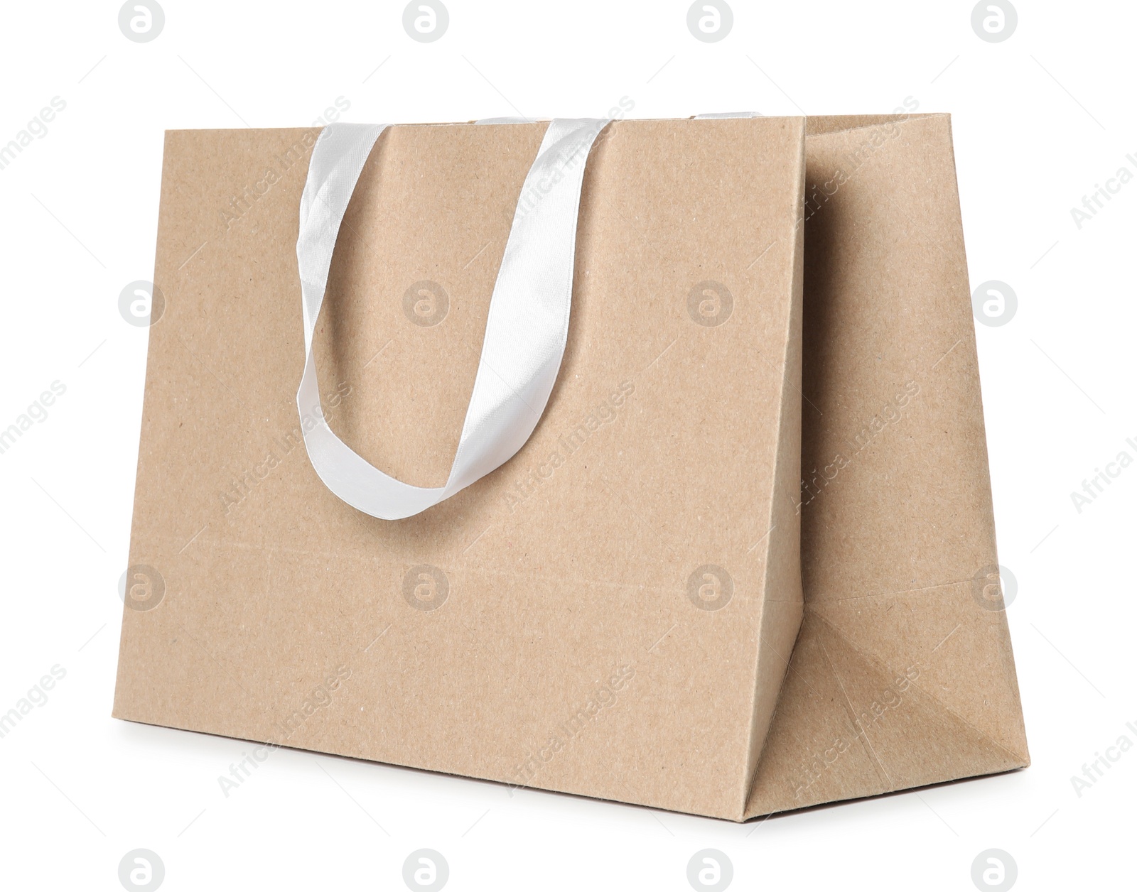 Photo of Paper shopping bag isolated on white. Mock up for design