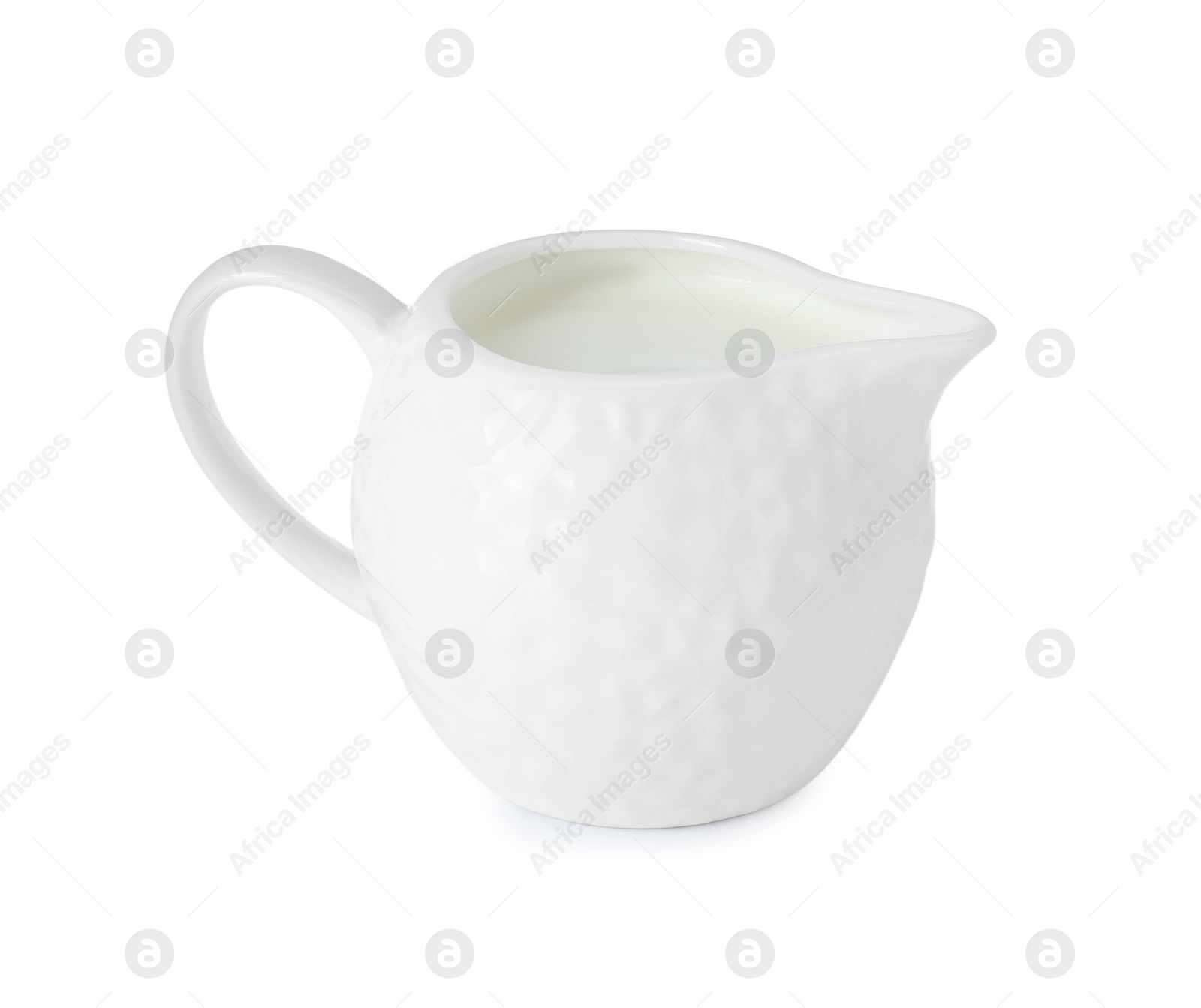 Photo of One jug full of fresh milk isolated on white