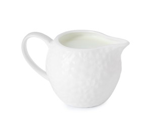 One jug full of fresh milk isolated on white