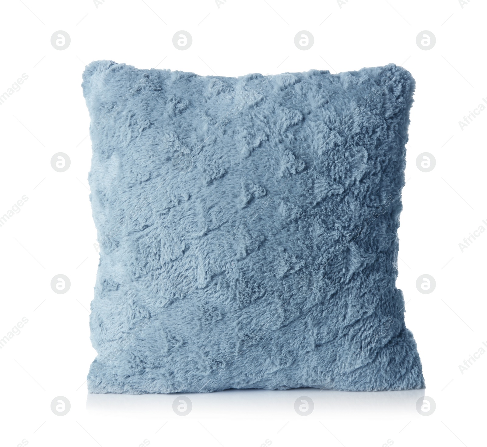 Photo of Soft decorative pillow on white background