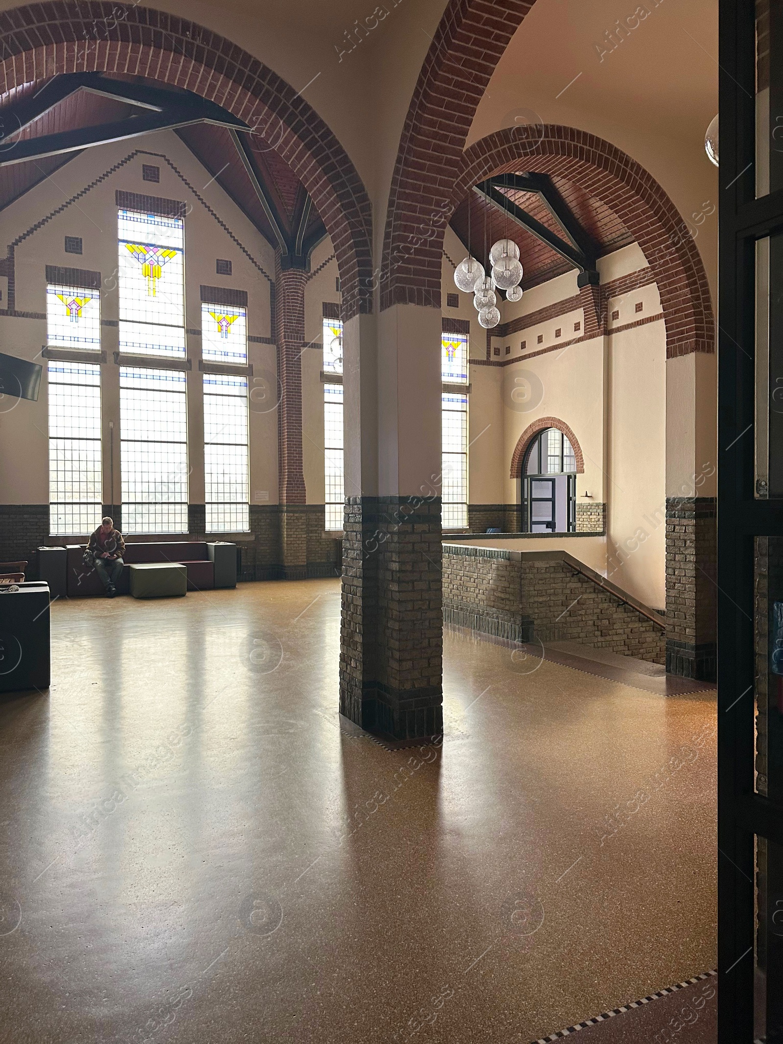 Photo of Lyceum hall with beautiful stained glass windows